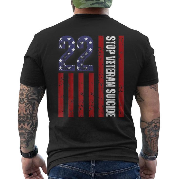 Stop Veteran Suicide Prevention Awareness 22 Veterans A Day Men's T-shirt Back Print