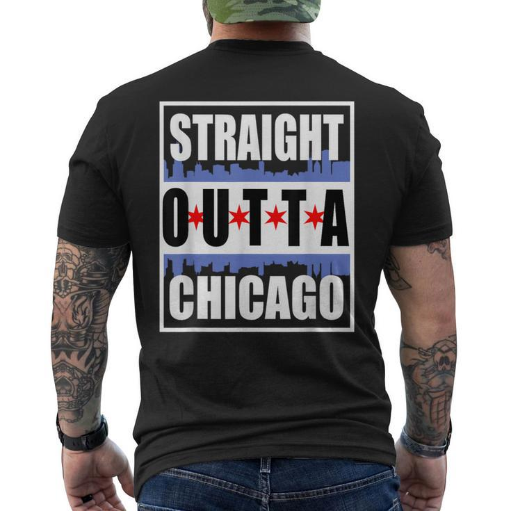 Straight Outta Chicago Chitown Flag Skyline Chi Town Men's T-shirt Back Print