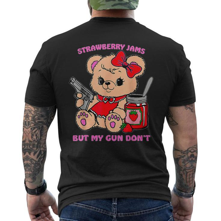 Strawberry Jams But My Gun Don't Teddy Bear Meme Men's T-shirt Back Print