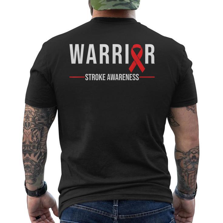 Stroke Awareness Warrior Recovery Red Ribbon Men's T-shirt Back Print