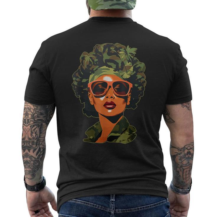 Strong Black Woman African American Camouflage Black Girl Men's T-shirt Back Print