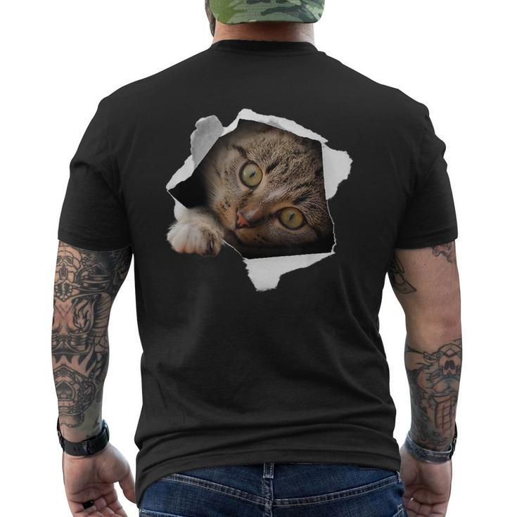 Stunning Tabby Cat Torn Cloth Cat Lovers Kitten Men's T-shirt Back Print