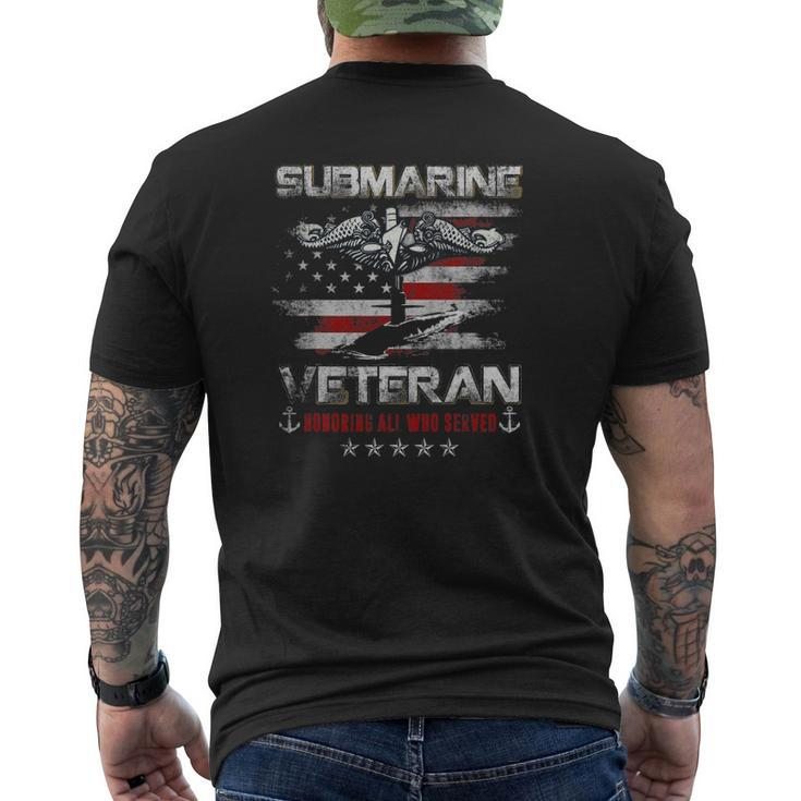 Submarine Veteran Honoring All Who Service Flag Veterans Day Mens Back Print T-shirt