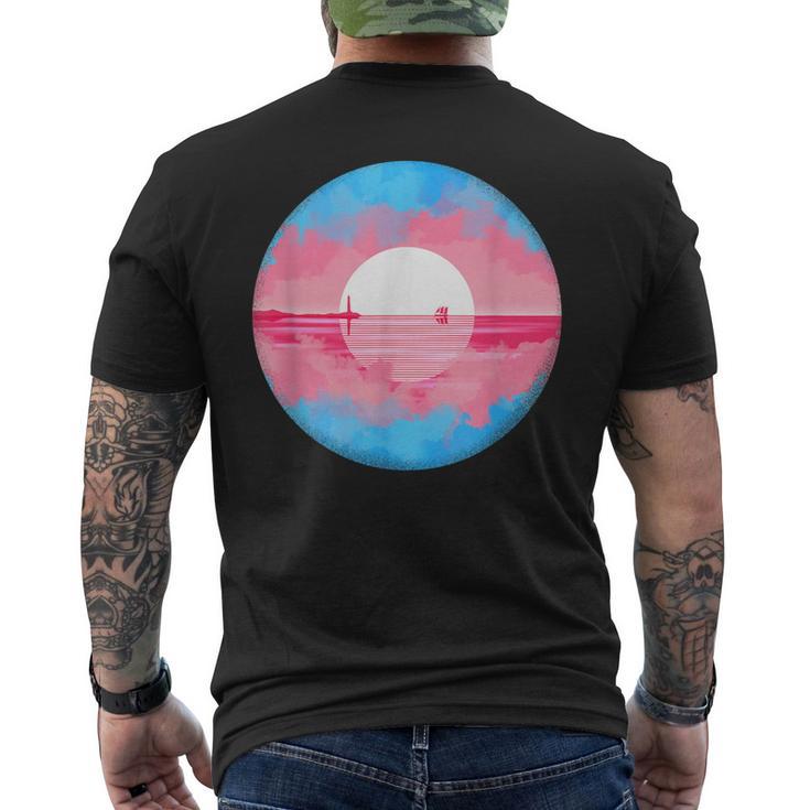 Subtle Trans Pride Flag Coastal Sunrise Men's T-shirt Back Print