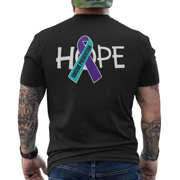 Suicide Prevention Purple Turquoise Ribbon Hope Men's T-shirt Back Print