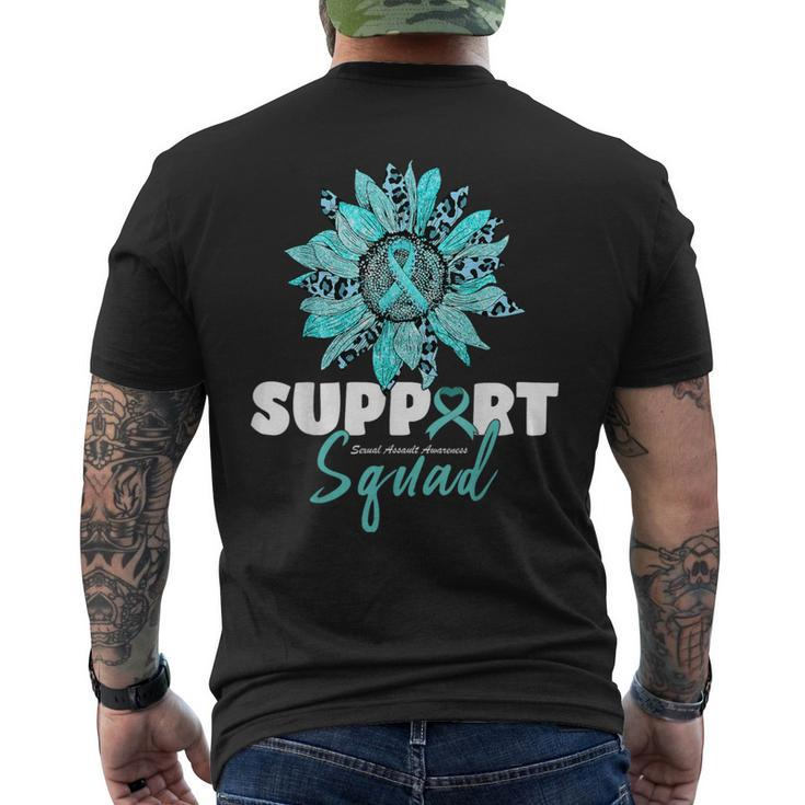 Support Squad Sexual Assault Awareness Month Teal Ribbon Men's T-shirt Back Print