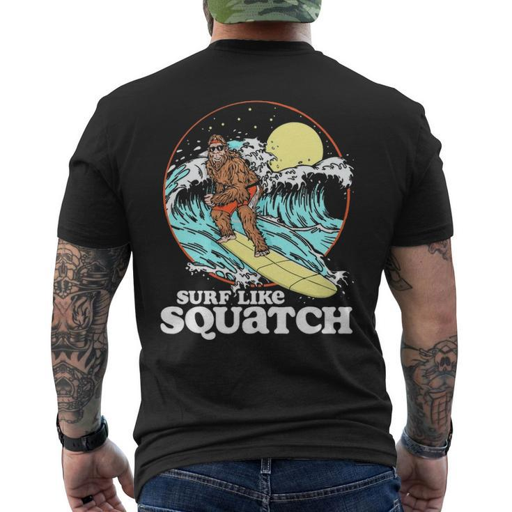 Surf Like Squatch Surfing Bigfoot Beach Sasquatch S Men's T-shirt Back Print