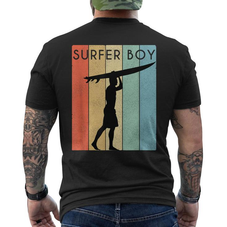 Surfer Boy Surf Illustration Surf Boy Throwback Men's T-shirt Back Print