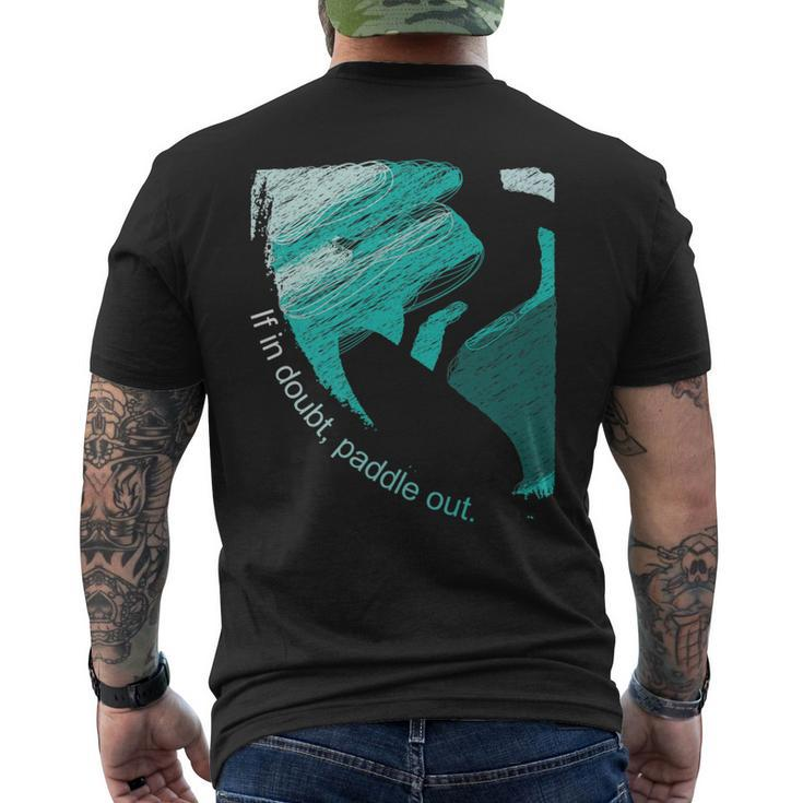 Surfers Blue Tube Wave-Rider Pencil Sketch Men's T-shirt Back Print