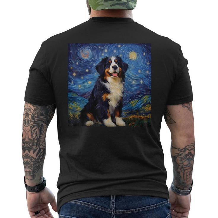 Surreal Starry Night Bernese Mountain Dog Men's T-shirt Back Print