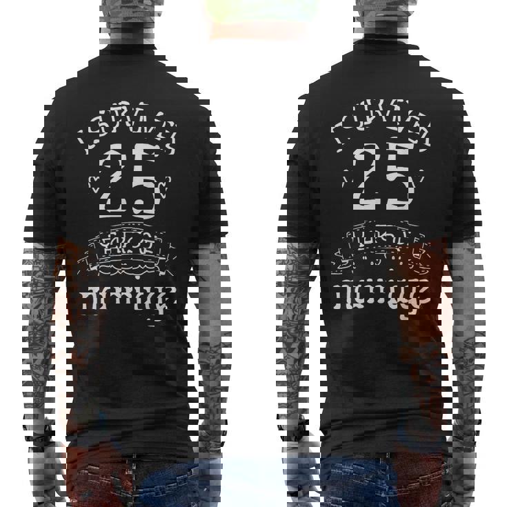 I Survived 25 Years Of Marriage Couple 25Th Anniversary Men's T-shirt Back Print