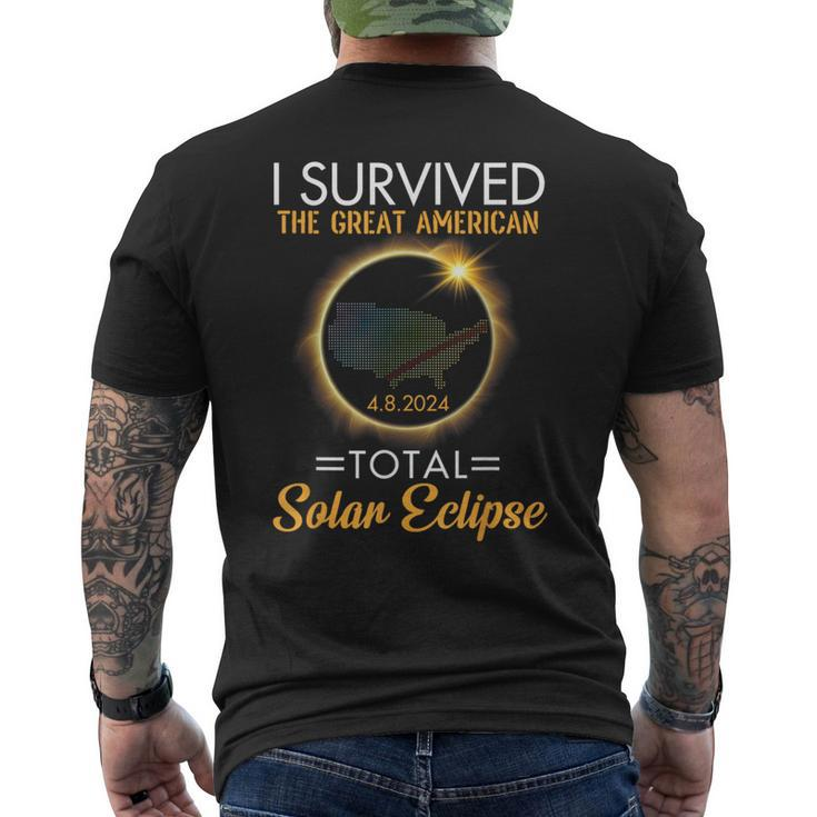 I Survived The Great American Apr 8 2024 Total Solar Eclipse Men's T-shirt Back Print
