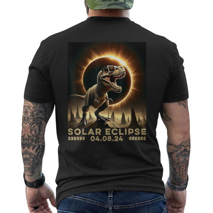 T-Rex Dinosaur Totality April 8 2024 Total Solar Eclipse Men's T-shirt Back Print