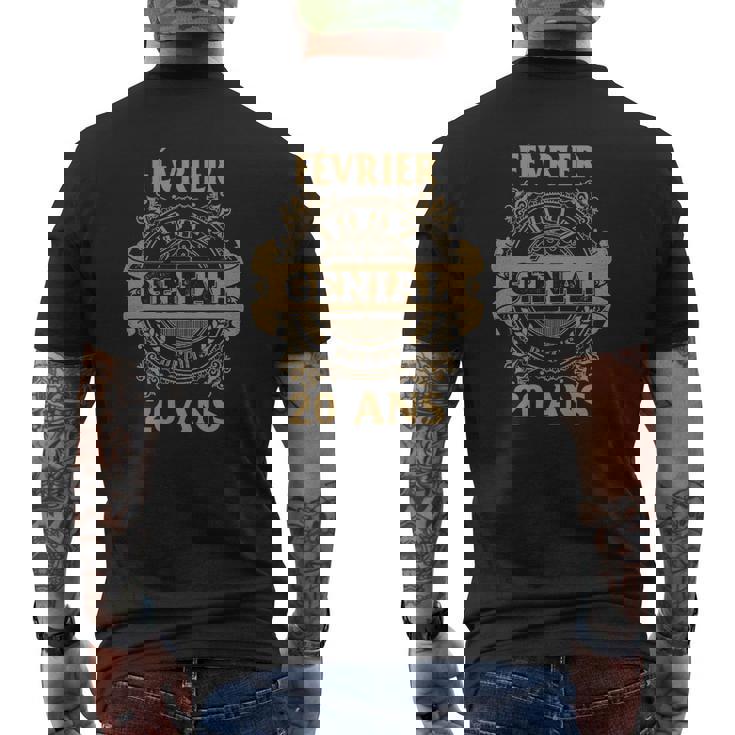 T-shirt imprimé au dos Noir Février Génial 20 Ans Design Vintage Doré