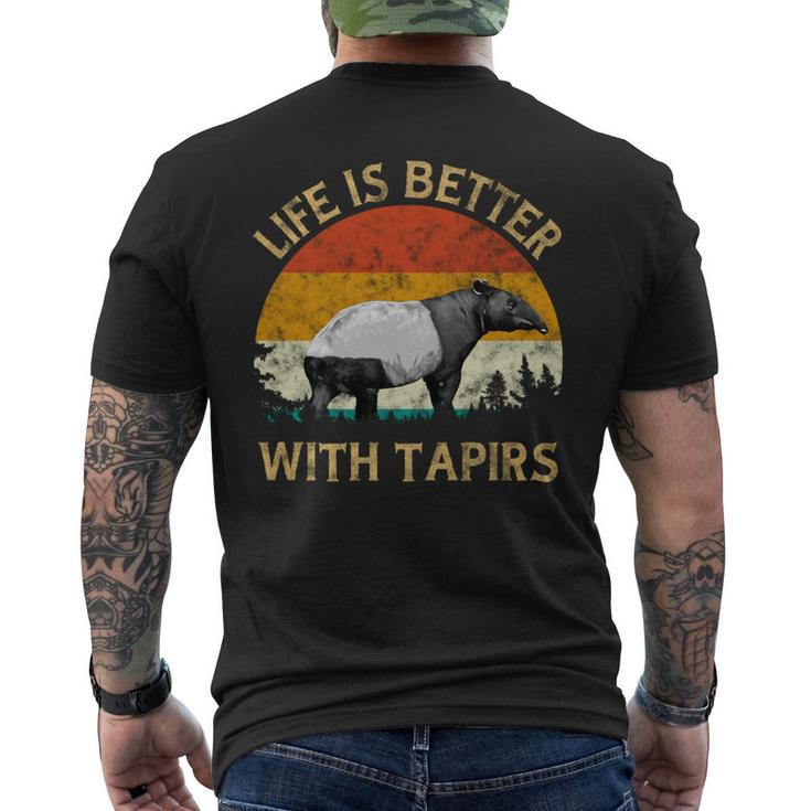 Tapir Lover Retro Vintage Tapir Sunset Tree Life With Tapirs Men's T-shirt Back Print