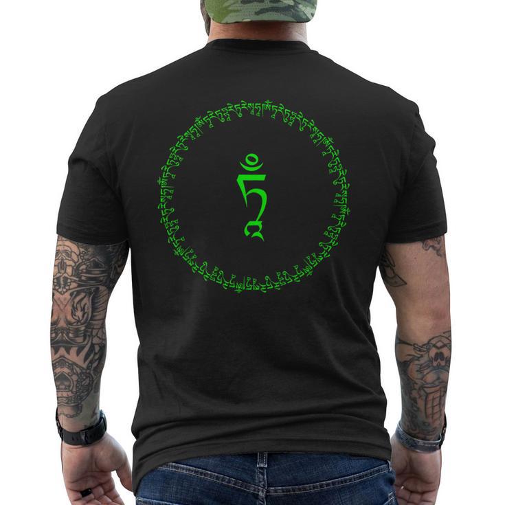 Tara Buddha Om Tare Tuttare Ture Soha Mantra Tibetisch Grün T-Shirt mit Rückendruck