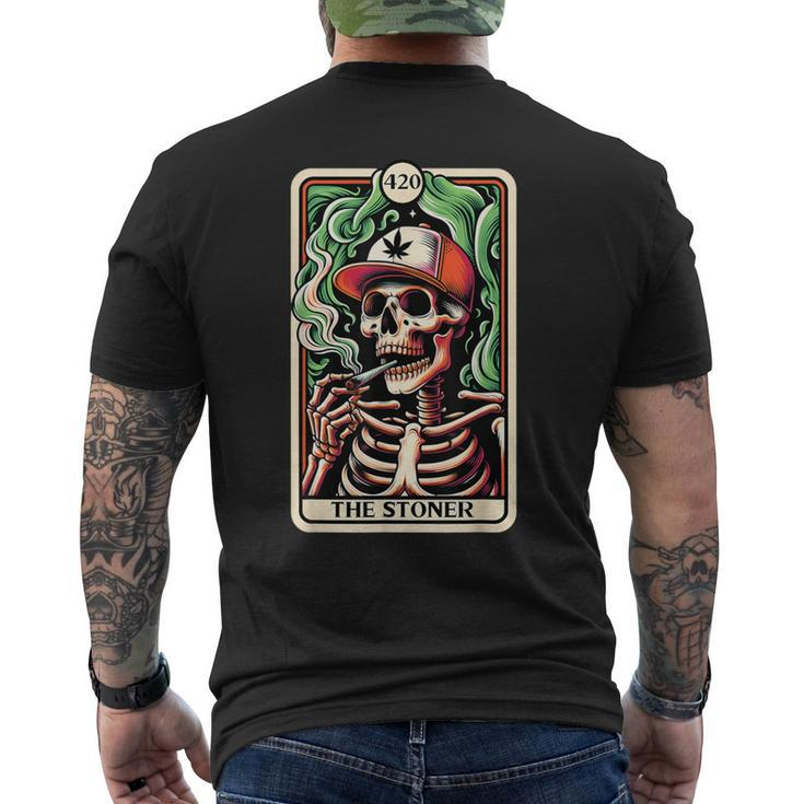 Tarot Card The Stoner Weed Lover Skeleton Cannabis 420 Men's T-shirt Back Print