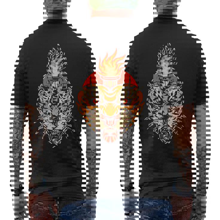 Tatuaje Tradicional Americano De Tigre De Corazón Sagrado Camiseta Hombre Estampado Espalda