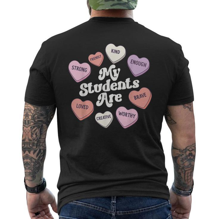 Teacher Valentines Day Positive Affirmations Candy Hearts Men's T-shirt Back Print