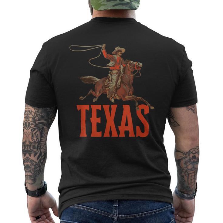 Texas Retro Roping Cowboy Vintage Graphic Men's T-shirt Back Print