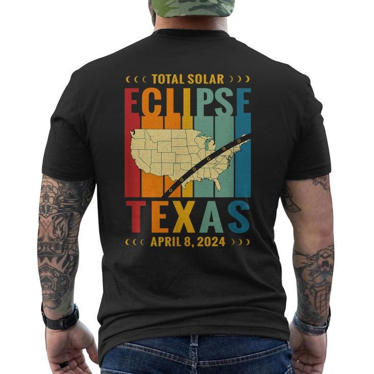 Texas Vintage Path Of Totality Solar Eclipse April 8 2024 Men's T-shirt Back Print