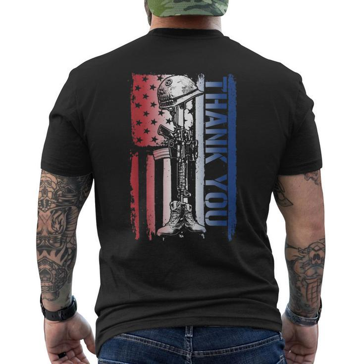 Thank You Veteran's Day American Flag Military Appreciation Men's T-shirt Back Print