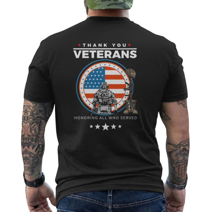 Thank You Veterans Honoring Those Who Served Patriotic Flag Mens Back Print T-shirt