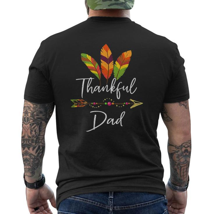 Thankful Dad Feather & Arrow Thanksgiving Mens Back Print T-shirt