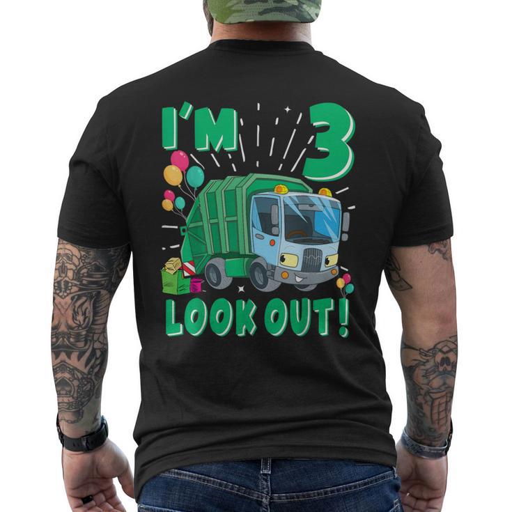 Three 3Rd Birthday Garbage Truck Trash Boy 3 Years Old Men's T-shirt Back Print