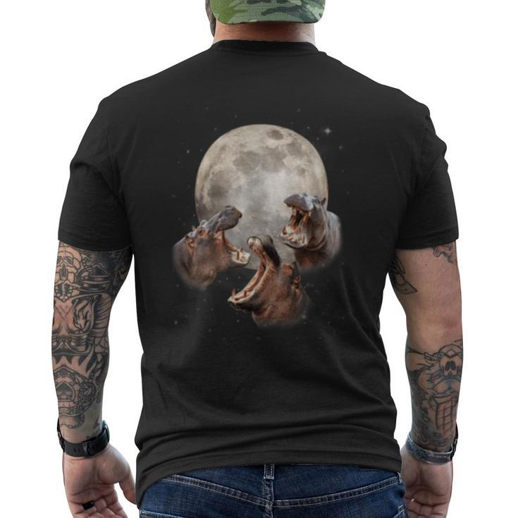 Three Hippo Howling At Moon Hippo Lovers Costume Men's T-shirt Back Print