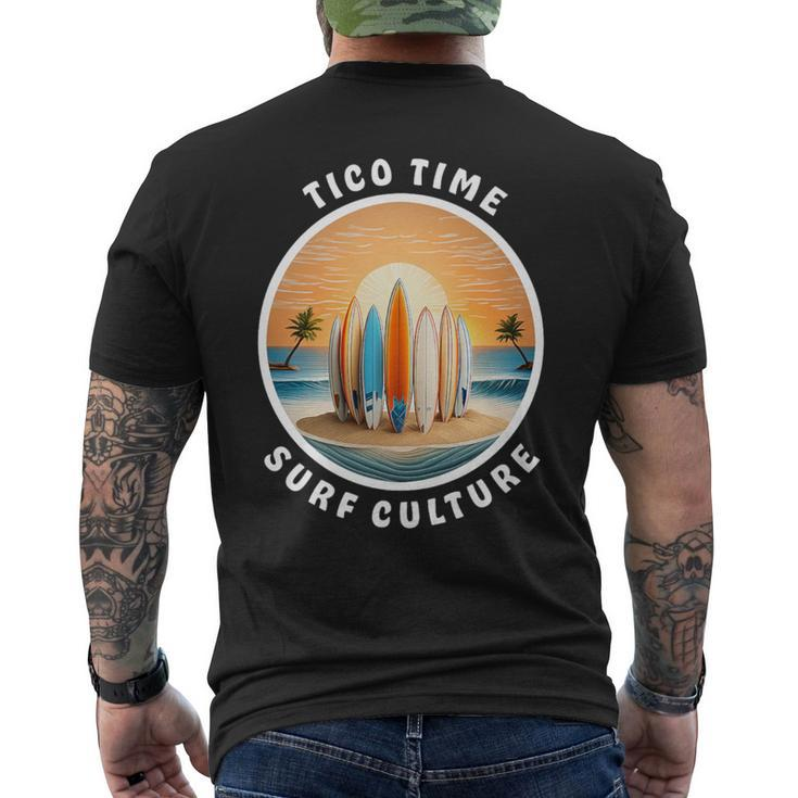 Tico Time Surf Culture Costa Rican Surfboard Vibe Men's T-shirt Back Print