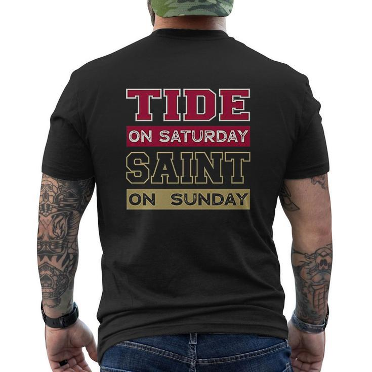 Tide On Saturday Saint On Sunday Alabama Louisiana Football Mens Back Print T-shirt