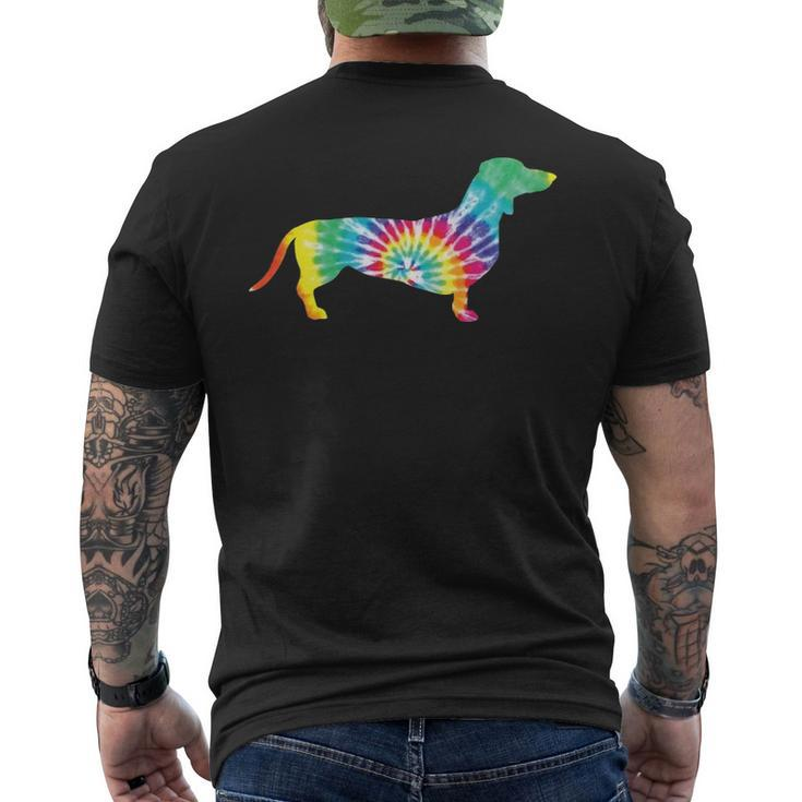 Tie Dye Dog Hippie Dachshund Retro Men's T-shirt Back Print