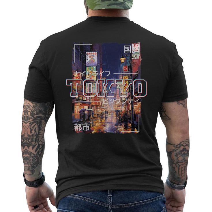 Tokyo City Retro Japan Ästhetik Straßenon Tokio T-Shirt mit Rückendruck