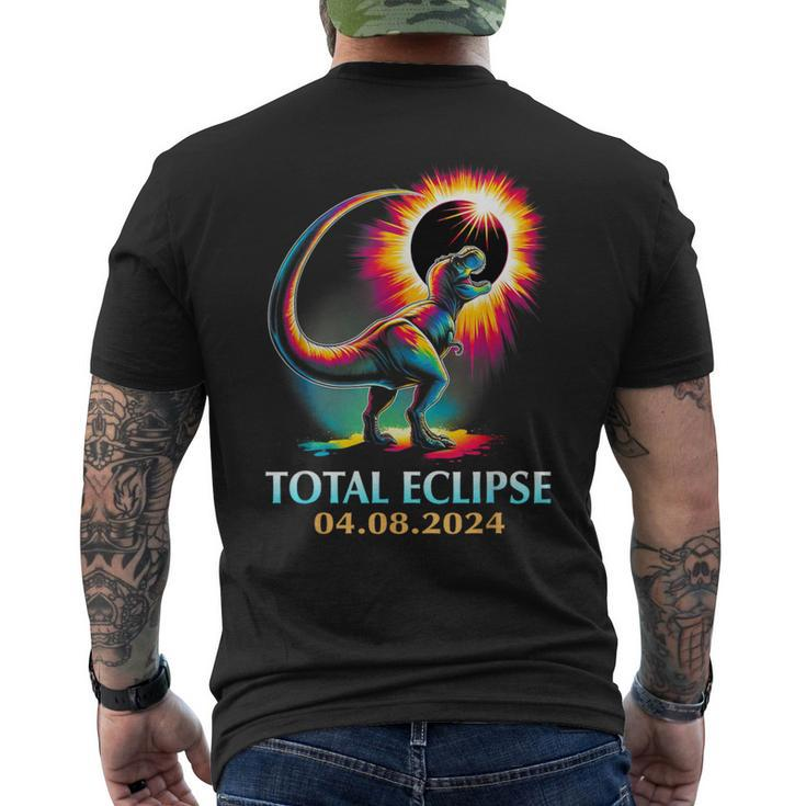 Total Eclipse 2024 Total Solar Eclipse T Rex Dinosaur Men's T-shirt Back Print