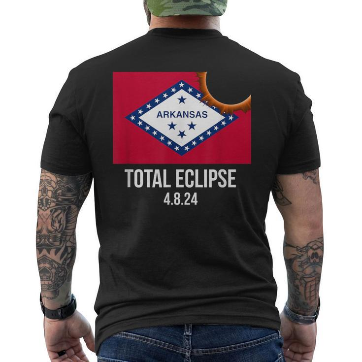 Total Eclipse Arkansas Flag 2024 Solar Eclipse For Groups Men's T-shirt Back Print