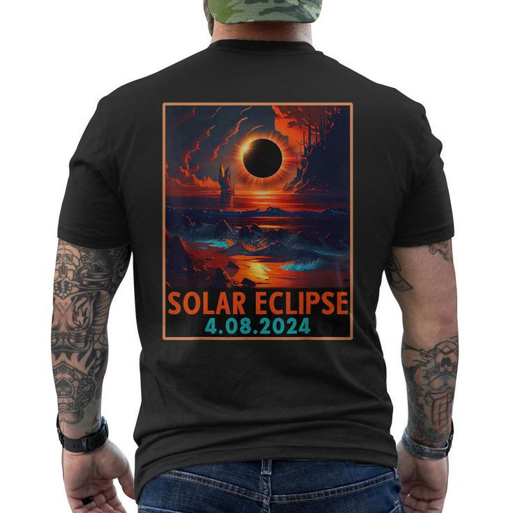 Total Solar Eclipse 04082024 Space Retro Vintage Men's T-shirt Back Print