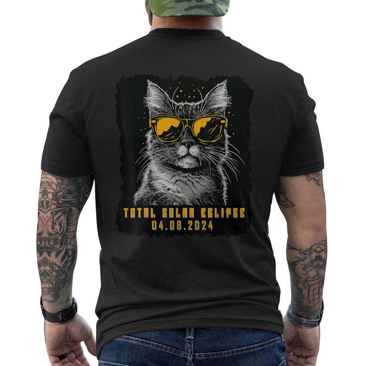 Total Solar Eclipse 2024 April Cat Men's T-shirt Back Print