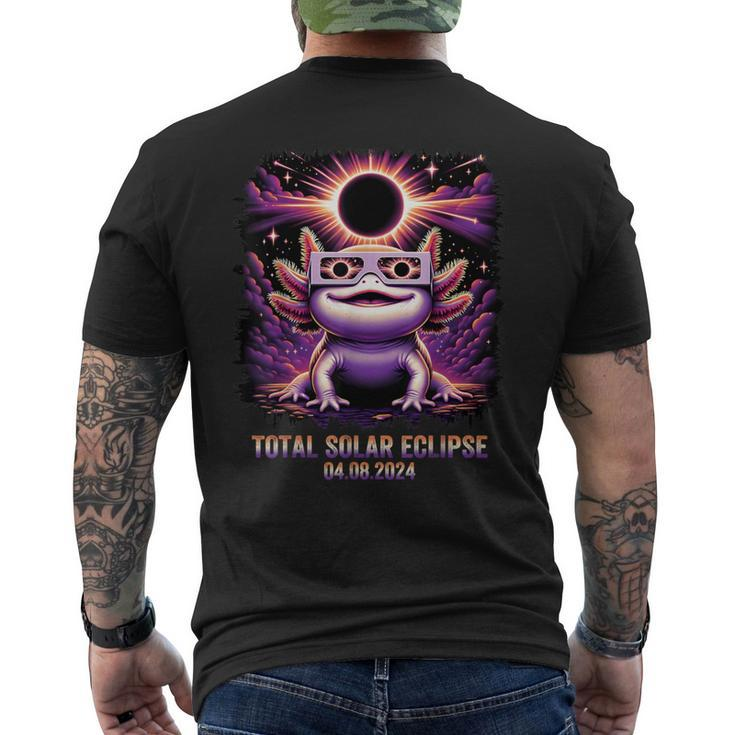 Total Solar Eclipse 2024 Axolotl Wearing Glasses Astronomy Men's T-shirt Back Print