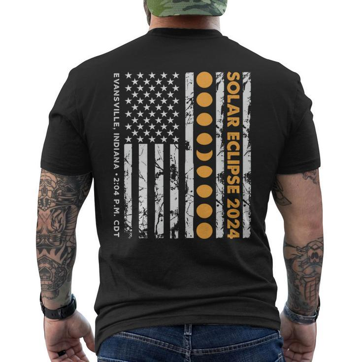 Total Solar Eclipse 2024 Evansville Indiana 204 Pm Us Flag Men's T-shirt Back Print