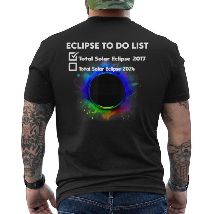 Total Solar Eclipse 2024 To Do List Total Solar Eclipse 2017 Men's T-shirt Back Print