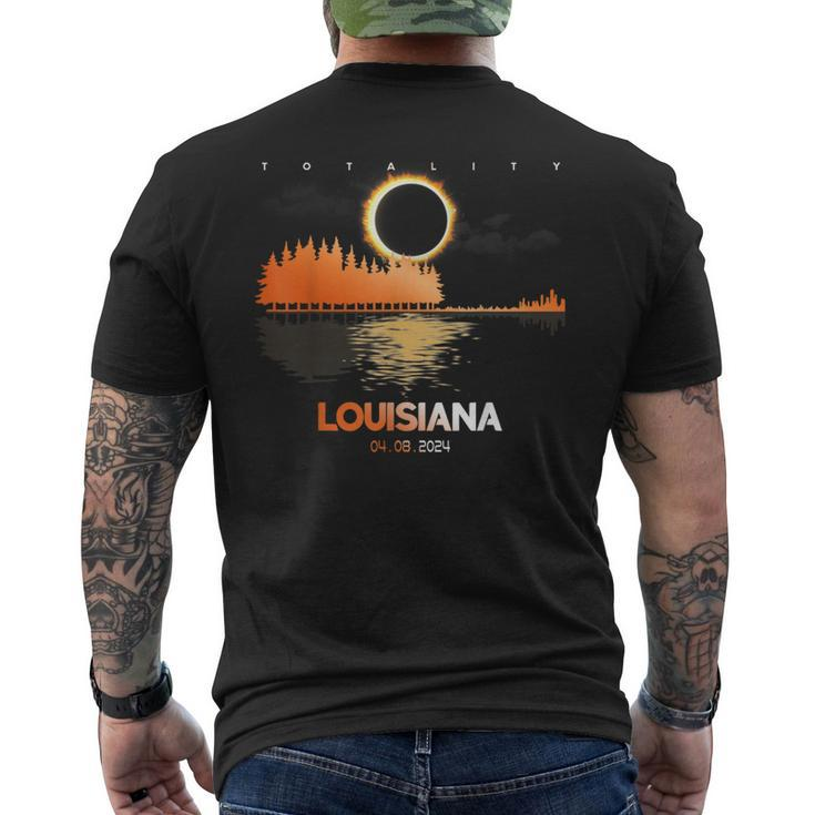 Total Solar Eclipse 2024 Louisiana Guitar Lovers Men's T-shirt Back Print