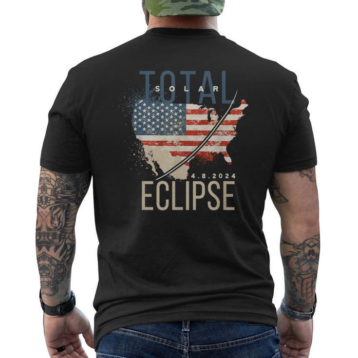 Total Solar Eclipse 2024 Path Of Totality Usa Map Event Men's T-shirt Back Print
