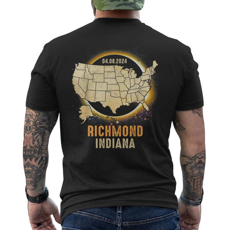 Total Solar Eclipse 2024 Richmond Indiana Usa Map Colorful Men's T-shirt Back Print