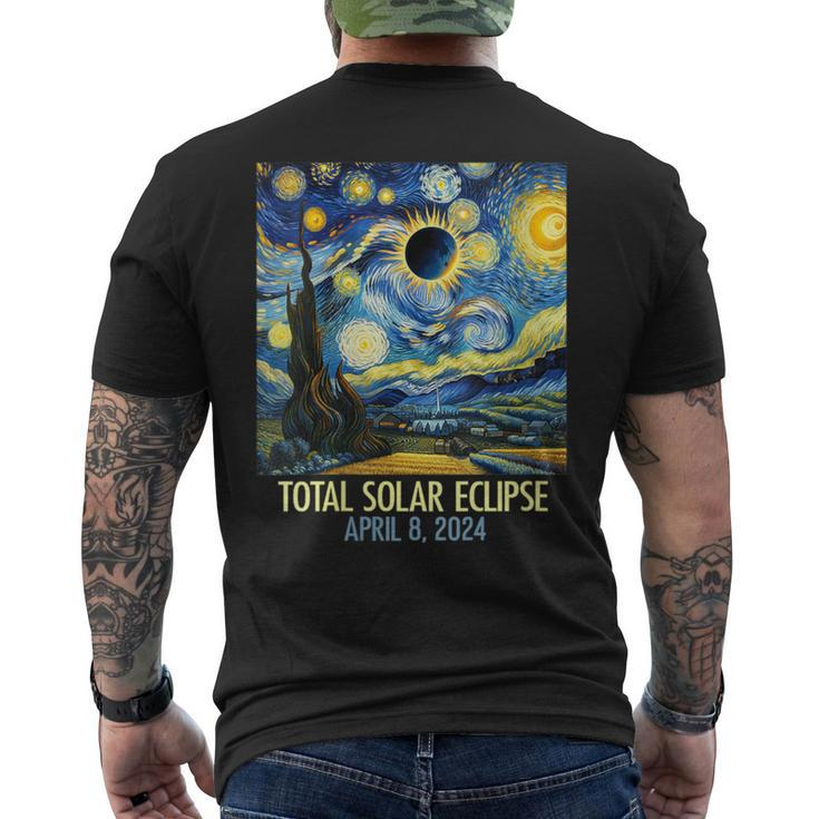 Total Solar Eclipse 2024 Starry Night Totality Van Gogh Men's T-shirt Back Print