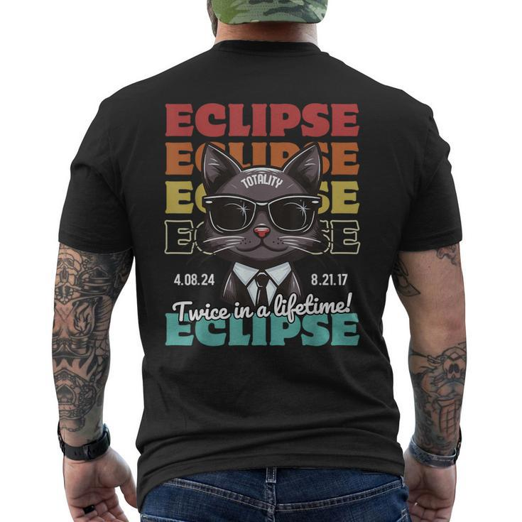 Total Solar Eclipse 2024 Twice In A Lifetime Totality Cat Men's T-shirt Back Print
