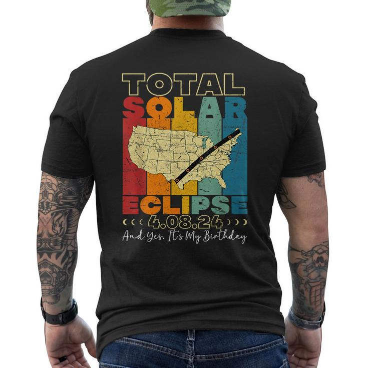 Total Solar Eclipse 2024 Yes It's My Birthday Retro Vintage Men's T-shirt Back Print
