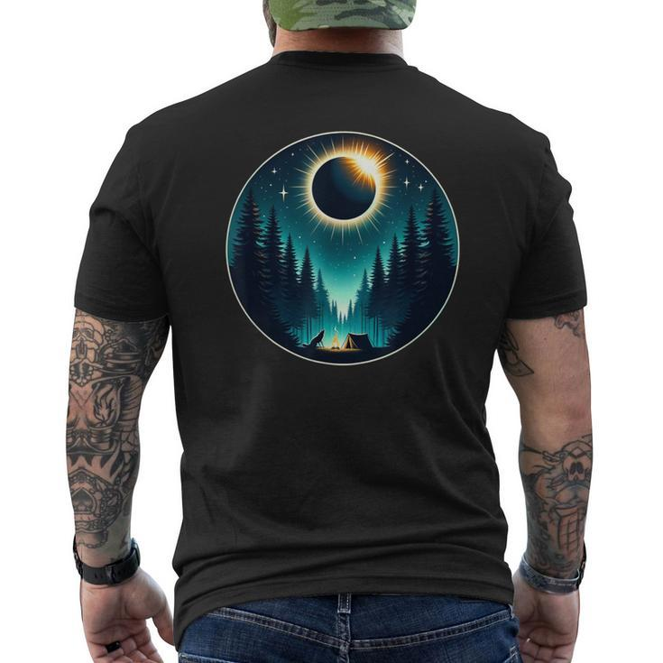 Total Solar Eclipse Apirl 08 2024 With Wolf Graphic Men's T-shirt Back Print