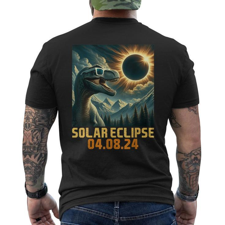 Total Solar Eclipse April 8 2024 T Rex Dinosaur Boys Toddler Men's T-shirt Back Print