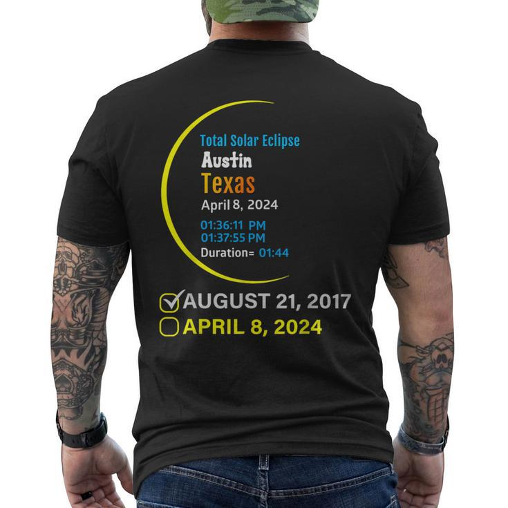 Total Solar Eclipse April 8 2024 Texas Austin Men's T-shirt Back Print